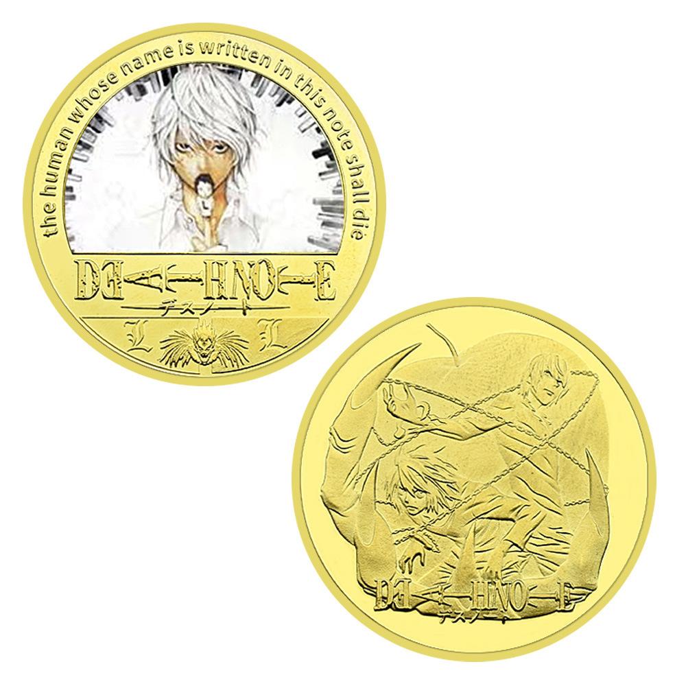 Notes Coin Japanese Detective Manga Gold Plated Color Commemorative Coin Anime Peripheral Commemorative Badge Collection Gift