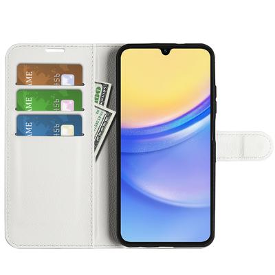 For Samsung Galaxy M15 5G Case Litchi Texture Leather Phone Cover Card Slot Magnetic Clasp