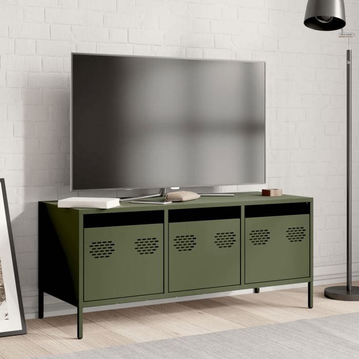 VidaXL TV Cabinet Olive Green 101.5x39x43.5 Cm Cold-rolled Steel, TV Stand, TV Sideboard, Hi-fi Cabinet, TV Bench, Cabinet In 851230