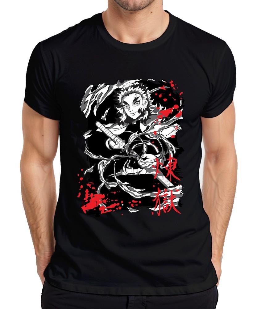 Rengoku Kimetsu No Yaiba Flames Sword Anime Fan Grunge Unisexs Tshirt