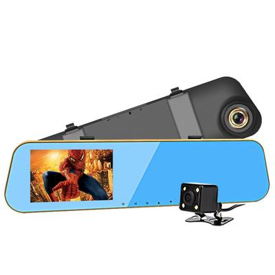 Cámara de salpicadero para coche IPS 4.3" Pantalla táctil 1080P HD Cámara de espejo retrovisor Lente dual Asistente de aparcamiento