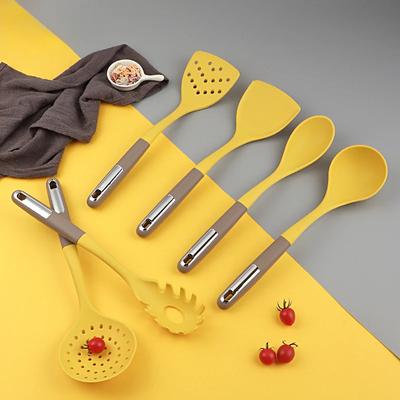 Set of 7 Silicone Spatula, High Aesthetic and Heat-resistant, Double Color, Special Spatula for Frying, Household Utensils