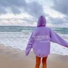 Women'S Shoulder Sleeve Fleece Sweater Plain Letter Print Kangaroo Pocket Drawstring Print Hoodie