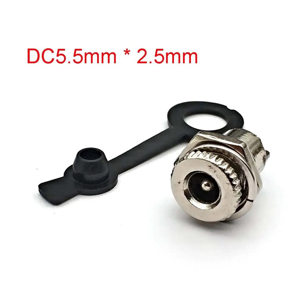 5.5mm X 2.1mm / 5.5 X 2.5mm DC Power Jack Socket Female Panel Mount Connector Metal Panel Mount Interface Plug Wire Terminals