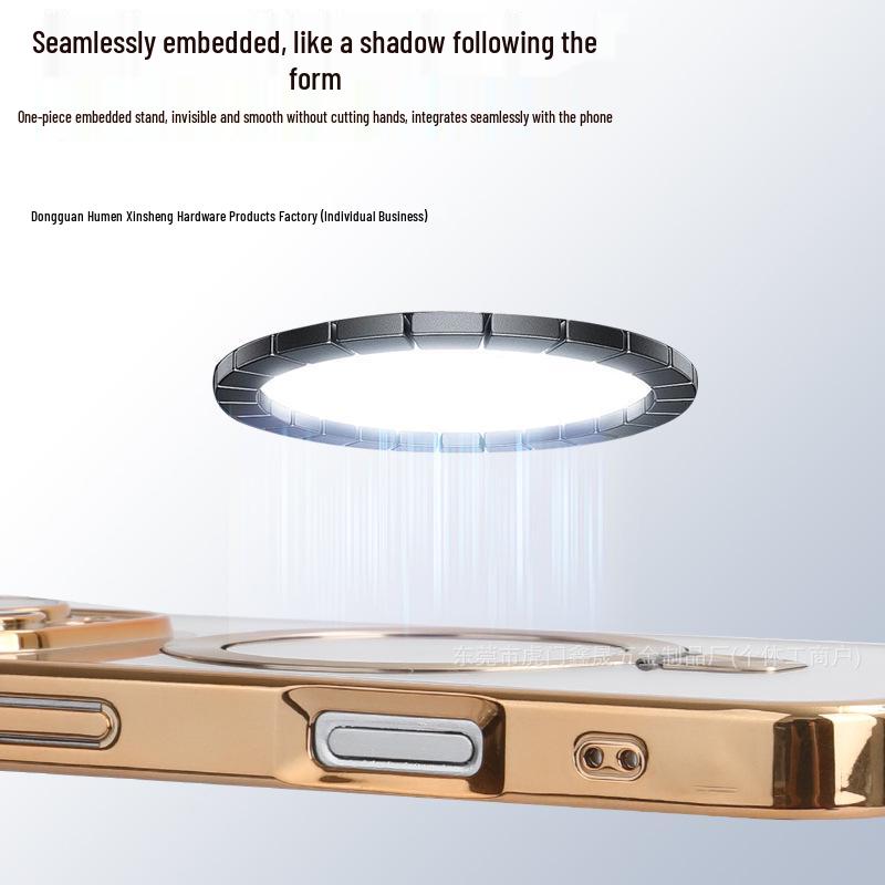 Apple Pro Max 17 Invisible Stand Magnetic Protective Phone Case with Electroplated Lens and Full Coverage Dustproof Shield.