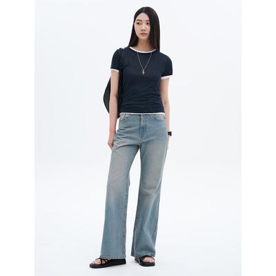 Heavy Wash Long Bootcut Lightweight Denim Blue