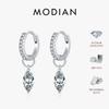 MODIAN 0.5Ct D Color Rhombic Moissanite Ear Buckles 925 Silver Luxury Shiny Hoop Earrings for Women Wedding Jewelry