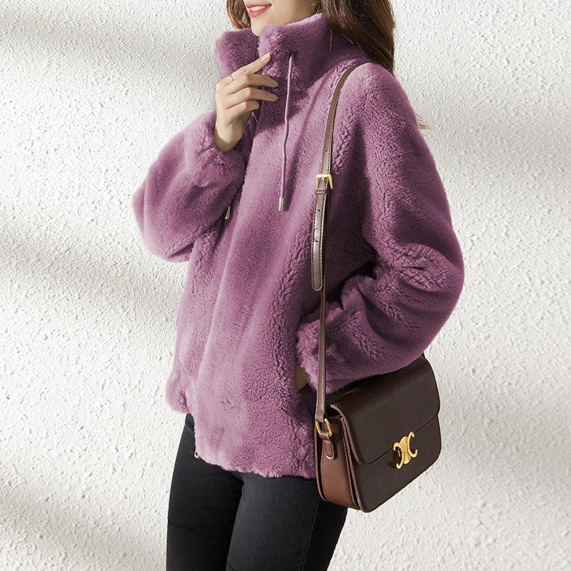 Women Autumn Winter Coats Zipper Cardigan Plush Thick Warm Coat Loose Oversized Outerwear