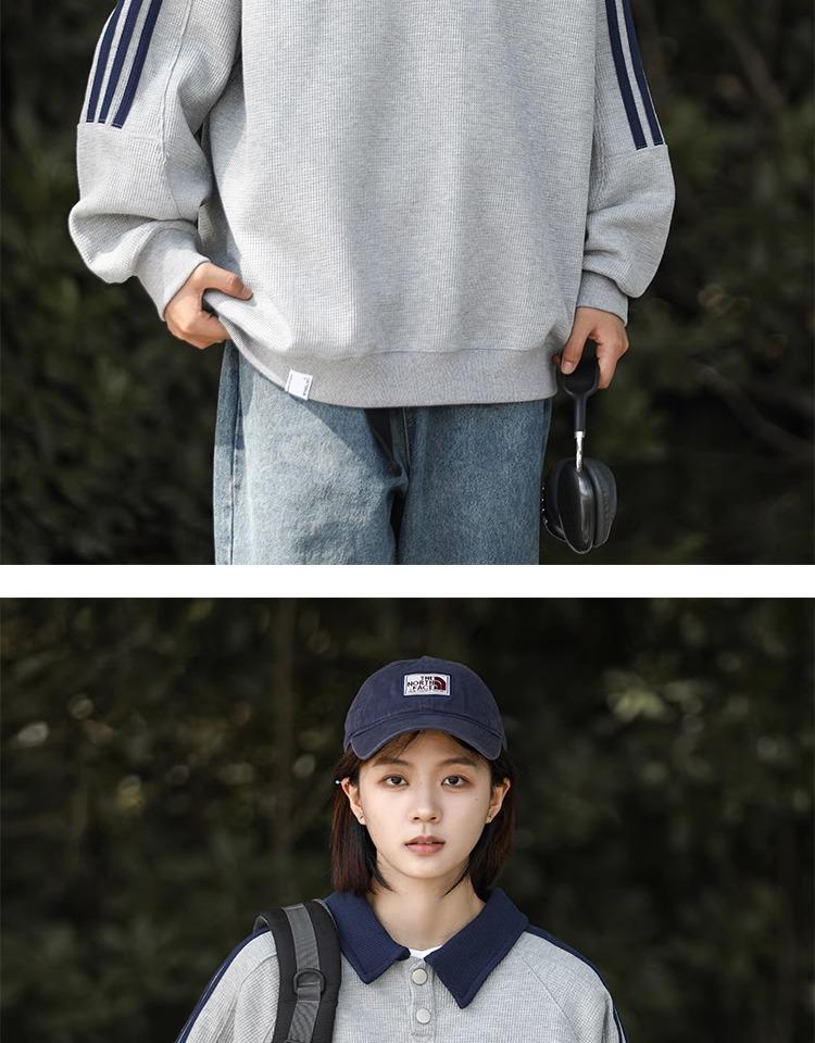 Women's Plus Size Retro Polo Collar Sweatshirt: Loose-Fit, Slimming, Long-Sleeved Top for Spring and Autumn