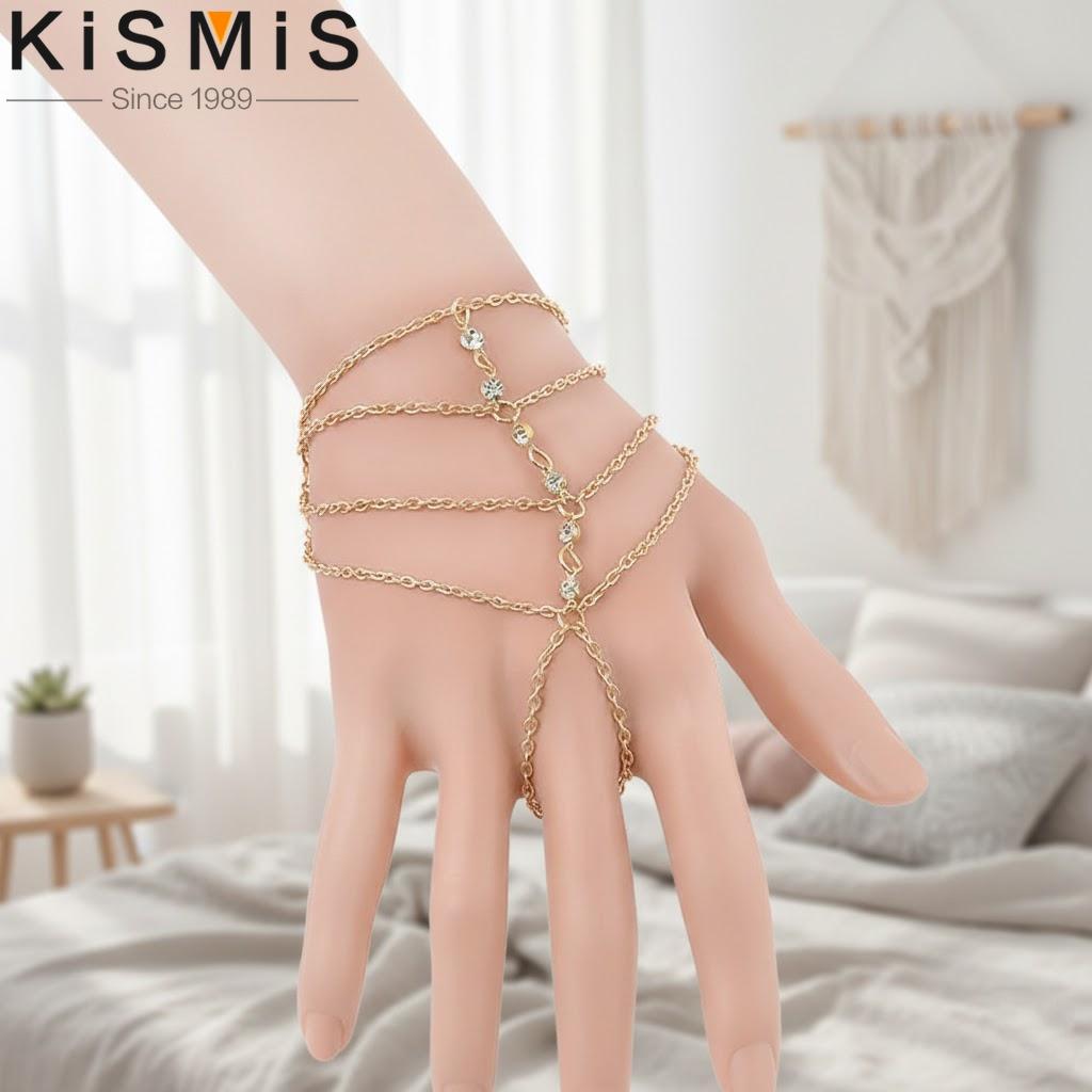 Adjustable Crystal Finger Bracelet Chain Tassel Hand Harness Boho Jewelry Trendy Women Accessory Stylish Wrist Jewelry