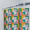 Colorful Geometric Shower Curtains With Circular Patterns For Bathroom Decoration Modern Design In Purple, Green, Yellow, White,