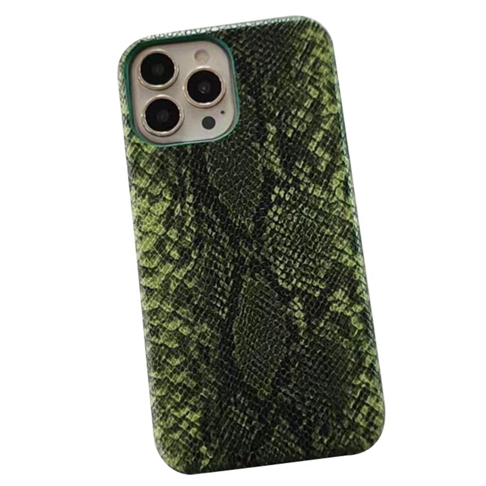 For iPhone 14 Pro Phone Case PC+PU Leather Cover Snake Texture Anti-Drop Phone Back Shell