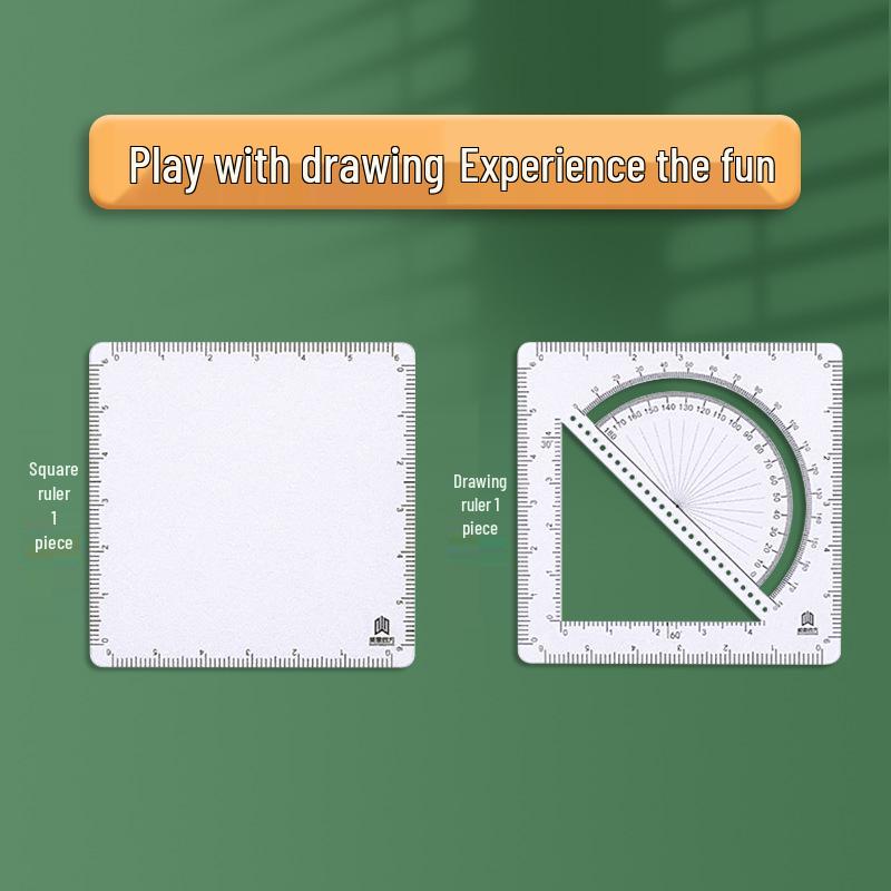 Ruler Junior: Multi-Function Geometry and Calculation Tool with Protractor for Math and Drawing Default