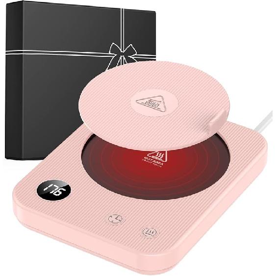 Mug Warmer,3-Temp Settings Coffee Mug Warmer,Automatic Shut Off Coffee Warmer,Mug Warmer for Desk with Anti-Scalding Silicone,Portable Coffee Cup розовый