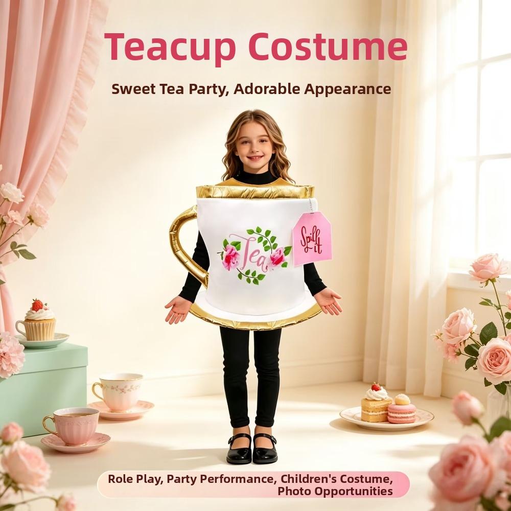 Kids Cos Costume Tea Cups Play Costume Tea Parties Outfit Halloween Costume Set Children's Day