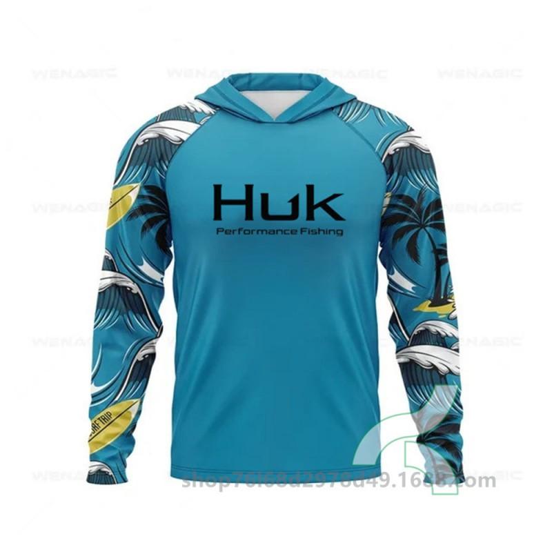 Mens UPF 50 Quick-Dry Fishing Shirt With Hood Long Sleeve Breathable Outdoor T-Shirt Angling Wear