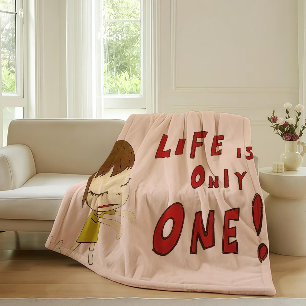 Fashion Print Yoshimoto Nara Blanket For Sofa Office Bed Plane Travel Sleep Read Relax Camping Soft And Warm
