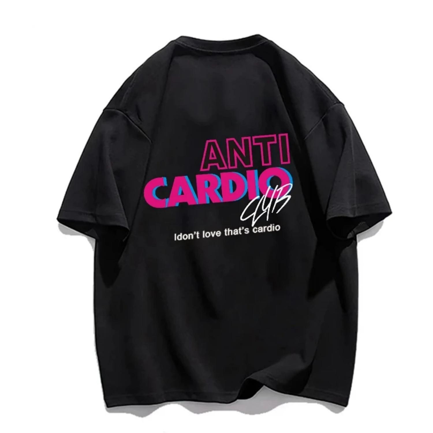 

ANTI CARDIO Letter Printed Women O-neck T-Shirt Printed Top Summer Fashion Femmel Casual Sport Cotton Tee Streetwear Tops 70225 S чёрный