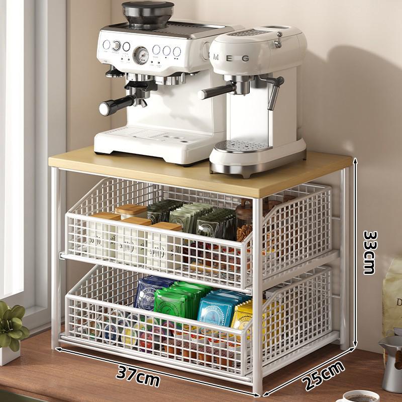 Countertop Microwave Oven Rack with Drawer for Kitchen Appliances