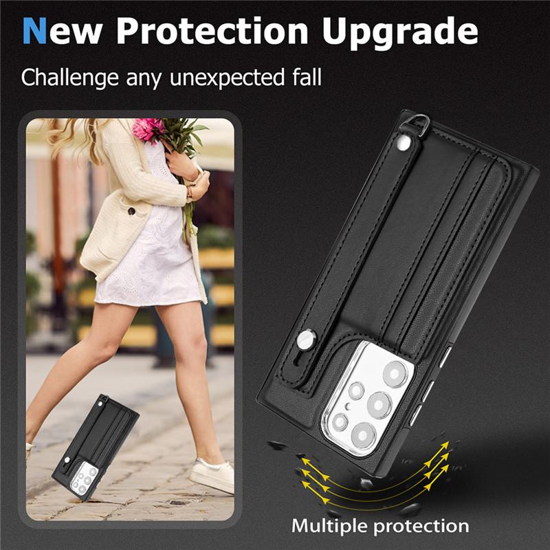 Leder-Geldbörsen-Karten-Handyhülle für iPhone 15 Pro Max 14 13 Plus 12 11 für Samsung Galaxy A54 A34 A14 A73 A53 A13 S23 Ultra S22 Plus Flip Stand Cover