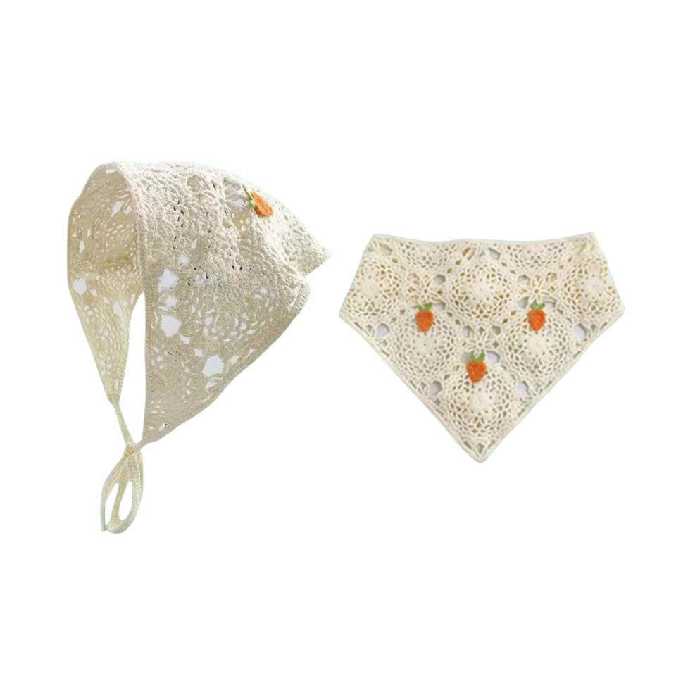 Ręcznie robiona szydełkowa trójkątna chusta na głowę: Francuski Retro, Wszechstronny, Styl Pastoralny