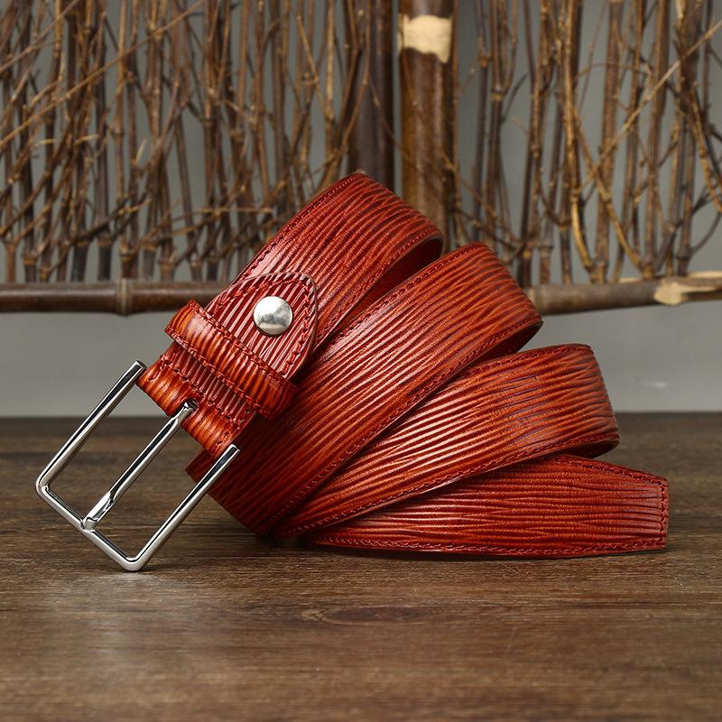 

Ремень мужской деловой молодежный официальный костюм брюки ремень с пряжкой из натуральной кожи с тиснением в виде дерева Чистый кожаный ремень 125cm