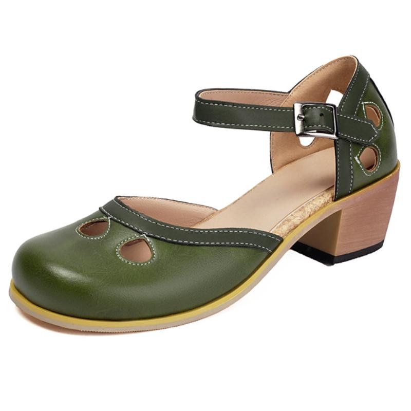 

Women s Sandals Summer Shoes 2025 Green Red Black Block Short Heels Ankle Strap Close toe Wedding Party Shoes Large Size 45 47 зелений