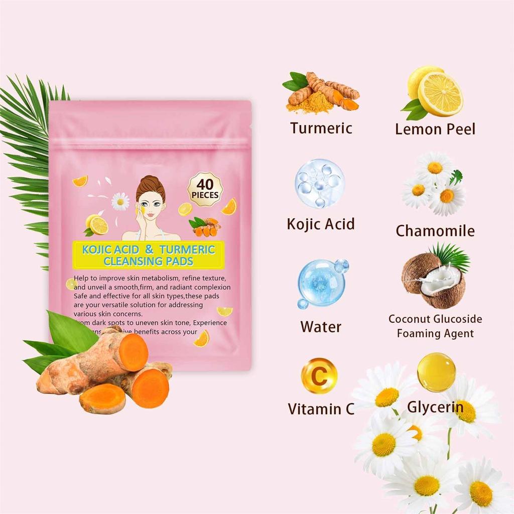 Cleansing Pads, Kojic Cleansing Pads Helps Balance Skin Oil And Water Hydrating Remove Excess Keratin From The Body'S Skin  40pcs 30ml