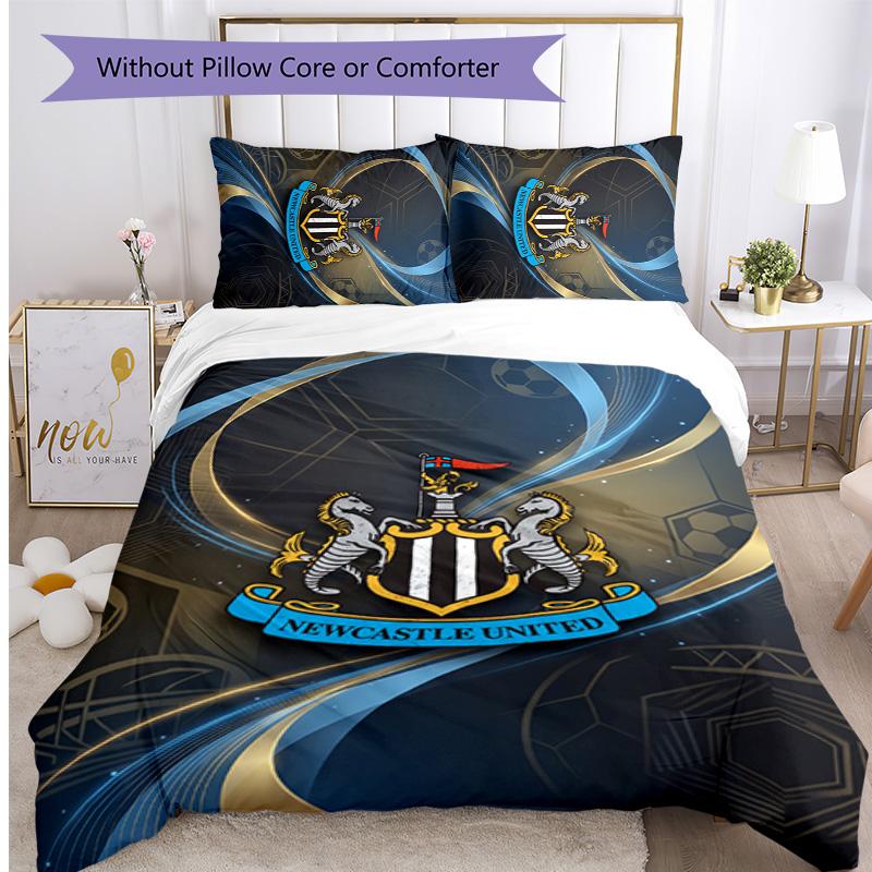Set Lenzuola Stampato Newcastle United Football 3 Pezzi, Comodo Set Copripiumino per Camera da Letto Amico della Pelle