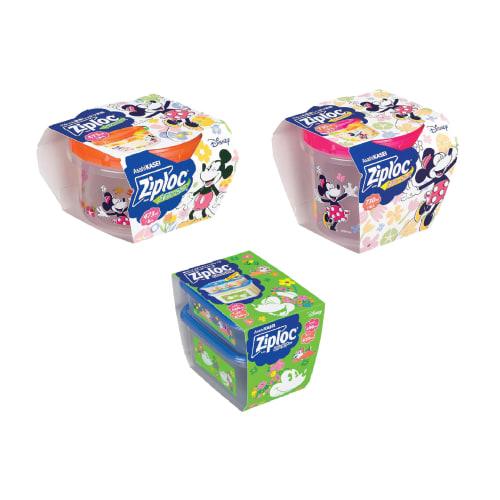 Ziploc [Limited Edition Design] Ziploc Set: 1 Screw Lock 473ml & 1 Screw Lock 730ml & 1 Rectangular Container 480ml & 820ml (1 each)