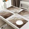 Modern Abstract Wave Placemats Set of 2 Beige Brown Table Mats Washable Kitchen Dining Decor Linen Coaster