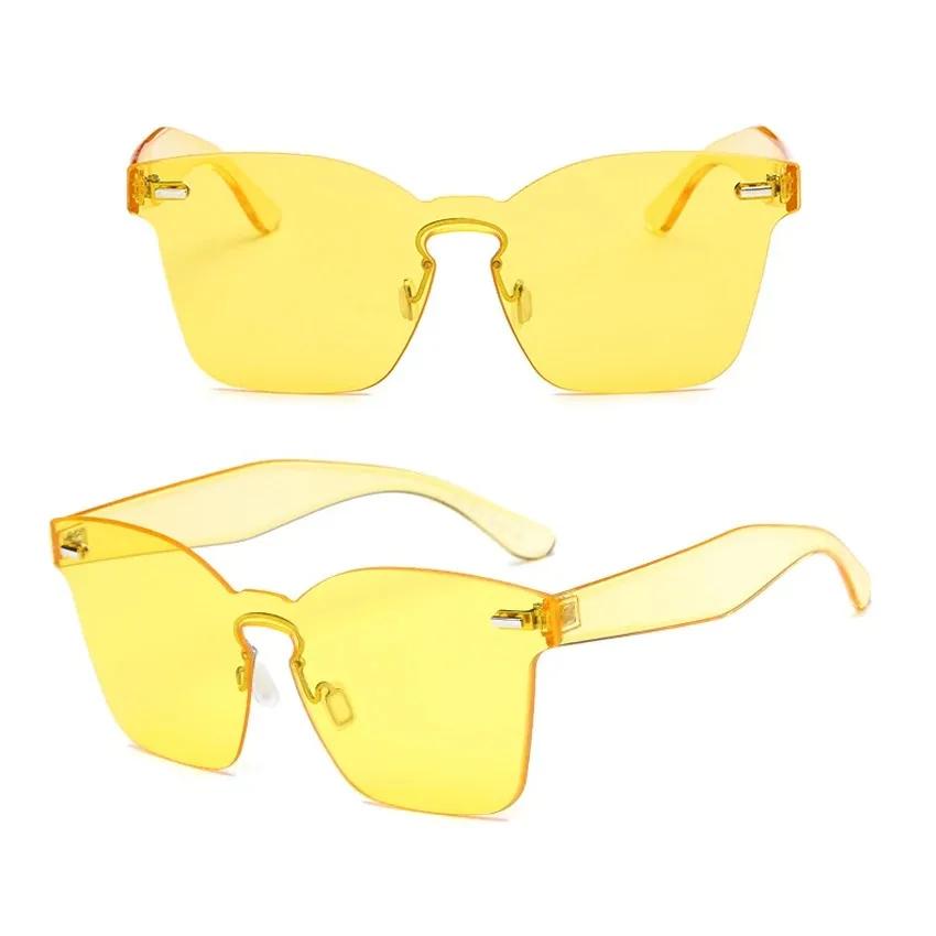 Fashion Sunglasses For Women Men Rimless Lens Gray Pink Yellow Blue Brown Eyewear Uv400 Sun Glasses