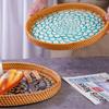 Rattan Weaving Weaving Fruit Basket Round Food Tray Sturdy Bread Baskets Tray Home Decor