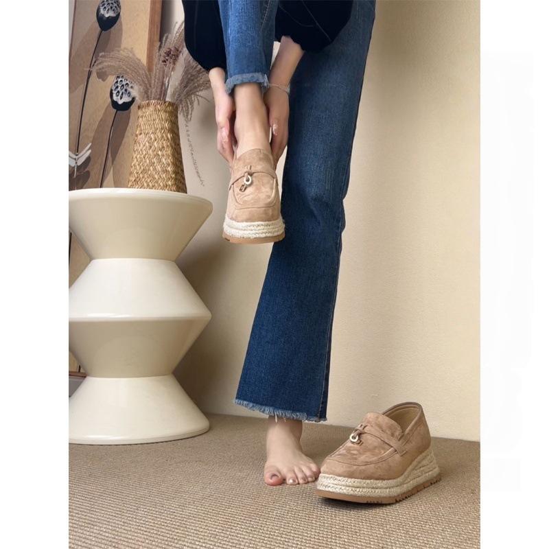 Retro thick-soled woven heightening versatile loafers women's 2025 autumn new small lazy commuter fisherman shoes