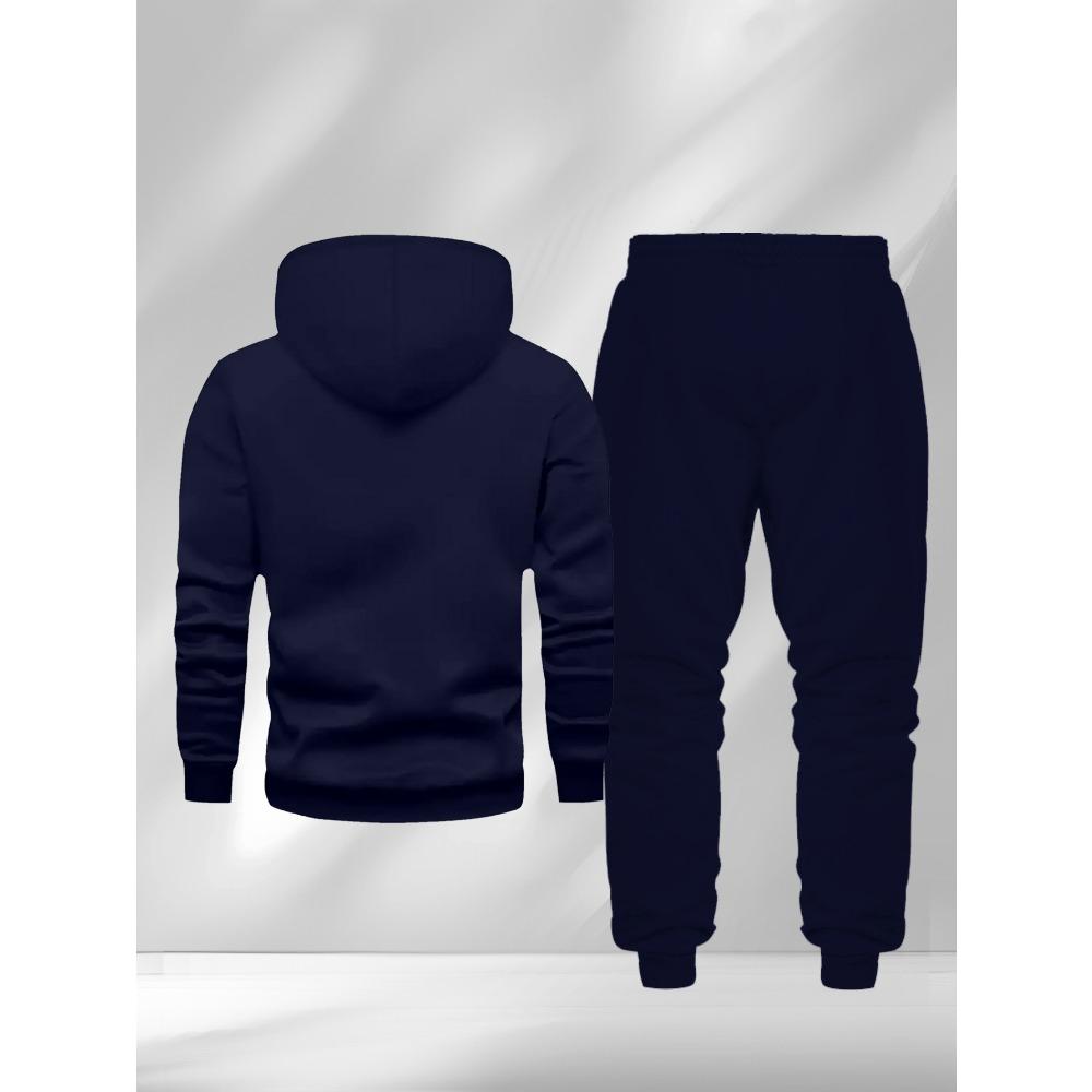 Saturn Planet Printed Hoodie Sportswear Drawstring Hoodie Pants Set Casual Street Style Fashionable Men's Essential