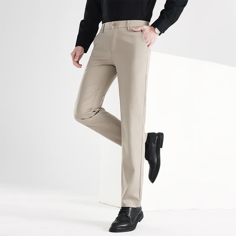 FengXun Men's Straight-Leg Business Casual Stretch Anti-Wrinkle Pants FXLF7305