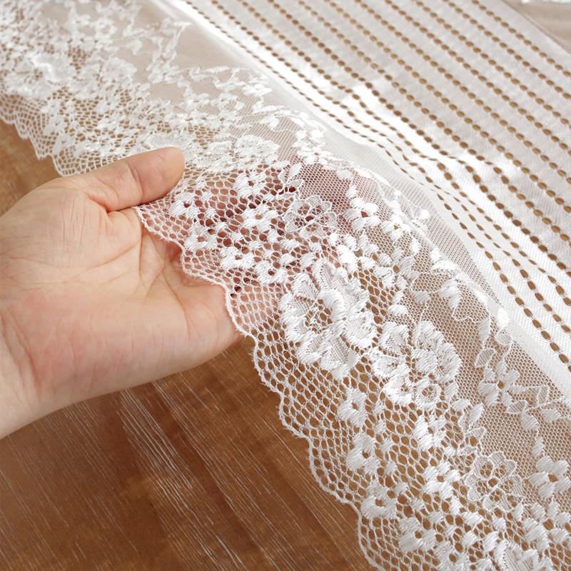 Elegant French Black & White Lace Table Runner for Wedding Decor