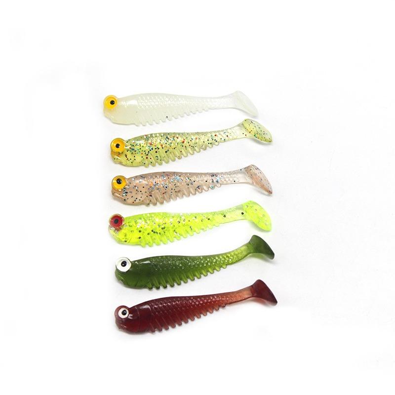 5pcs Glow in The Dark Soft Lure Baits 5cm 1.3g Realistic T-Tail Fish Imitation for Night Fishing Sea River Fishing Tackle Gear