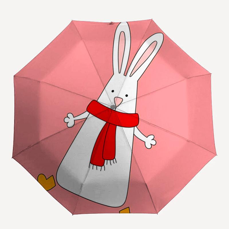 

1pc Winter BunnyAutomatic Open/close Umbrella, 8-Rib sturdy structure, Portable Travel Umbrella, Parties, Everyday Usec35