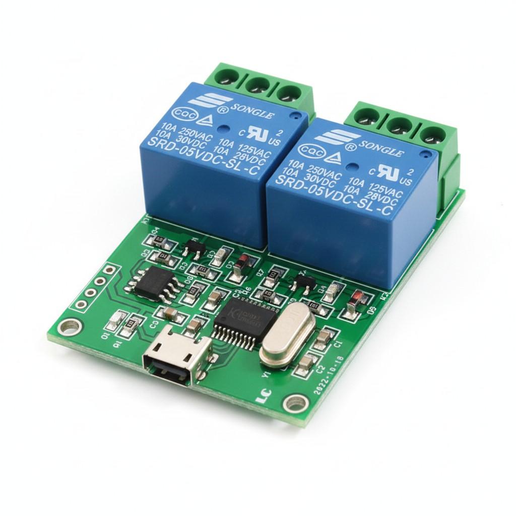 

LCSC LCUS-2 Dual-Channel 2-Channel USB Relay Module USB Smart Control Switch New Version 10*10*2 білий