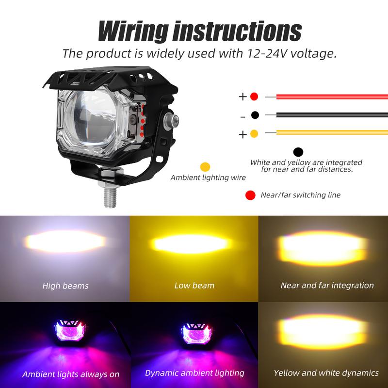 Motorcycle LED Driving Fog Lights 12V-24V Multiple Modes LED Auxiliary Lights For Tractor Truck ATV Off-road Vehicles Parts
