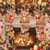 Winter Seasonal Ornaments 6Pcs Wooden Reindeer Christmas Ornament, Cute Deer Hanging Decor Tree Accessories with Jute String, Holiday Pendant for Home