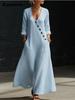 TikTok Summer Lazy Style V-Neck Pleated Swing A-Line Resort Maxi Dress Women One-Piece Long Dress