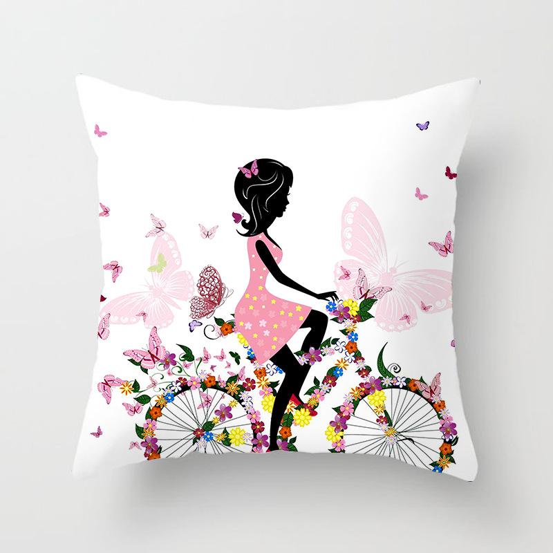 Cartoon Gorgeous Sweet Girl Photo Sofa Throw Pillow Cover Wedding Party Birthday Holiday Decoration Home Decor Cushion Cover