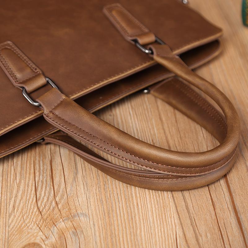 Korejská verze Crazy Horse Leather Pánská kabelka Taška přes rameno Aktovka PU Měkká kožená počítačová taška Neformální pánská taška