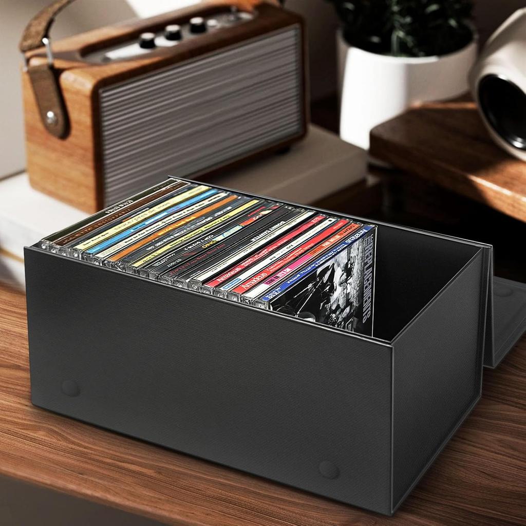 CD Storage Box, CD Holder Store 30 Jewel Cases, Disc Holder Media Storage Organizer