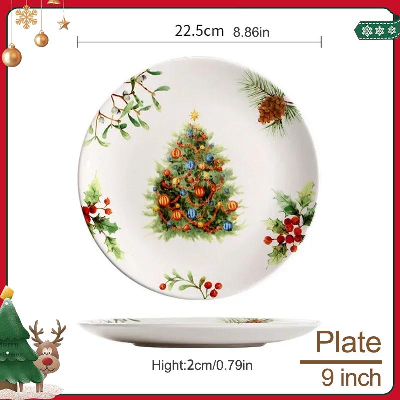 Weihnachtsbaum Keramikteller Europäischer Stil Geschirr Kaffeetasse Essteller Obst Snack Westliche Gerichte Küche Weihnachtsgeschenk Qualität
