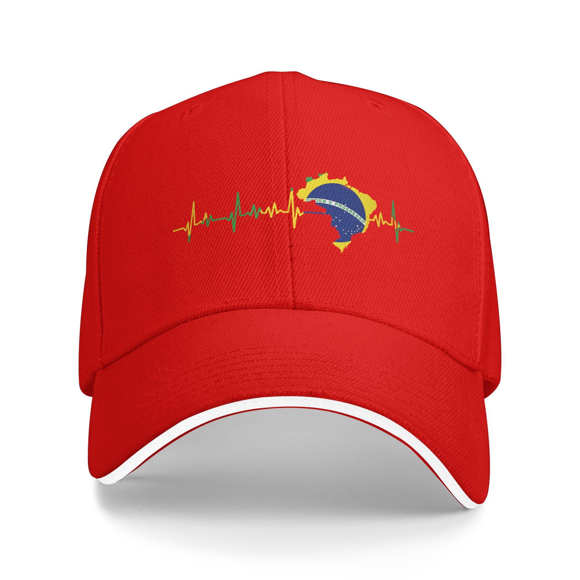 Unisex Brazil Flag Heartbeat Outdoor Hat Spring Adjustable Cap New Baseball Cap Snapback Sunshade One Size