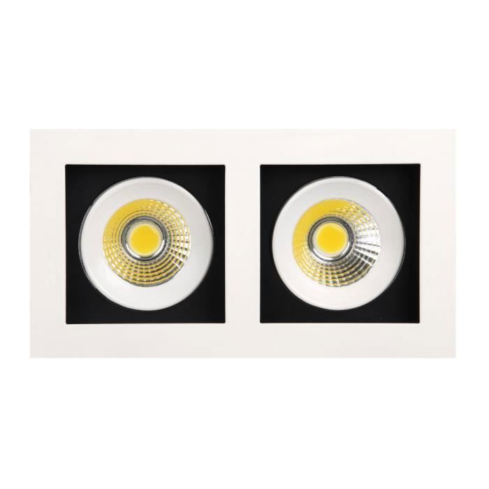 Doppelstrahler LED Einbauleuchte weiß 2x8W (EQ. 2x64W) 6400K Dimmbar. 185x100mm weiß