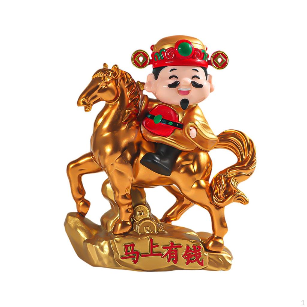 Figurine Desktop Ornament Compact God of Fortune Statue Feng Shui Figure for Bedroom Home Decoration
